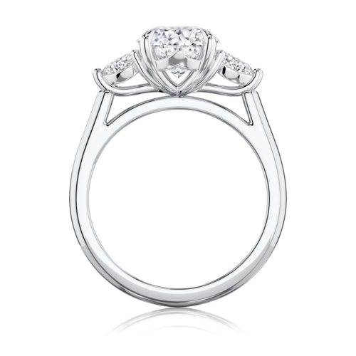 Oval Diamond Three Stone Ring in Platinum | Cala