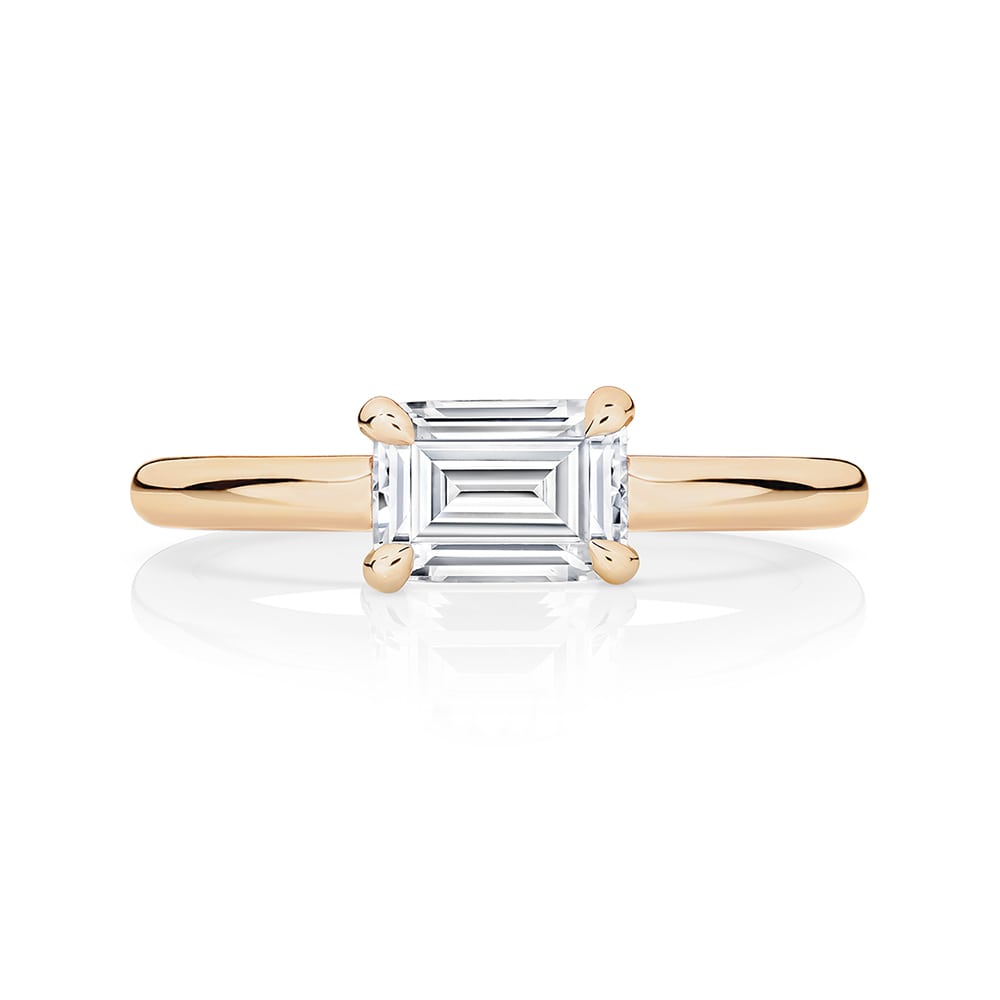Emerald Diamond Solitaire Ring in Rose Gold | Juniper