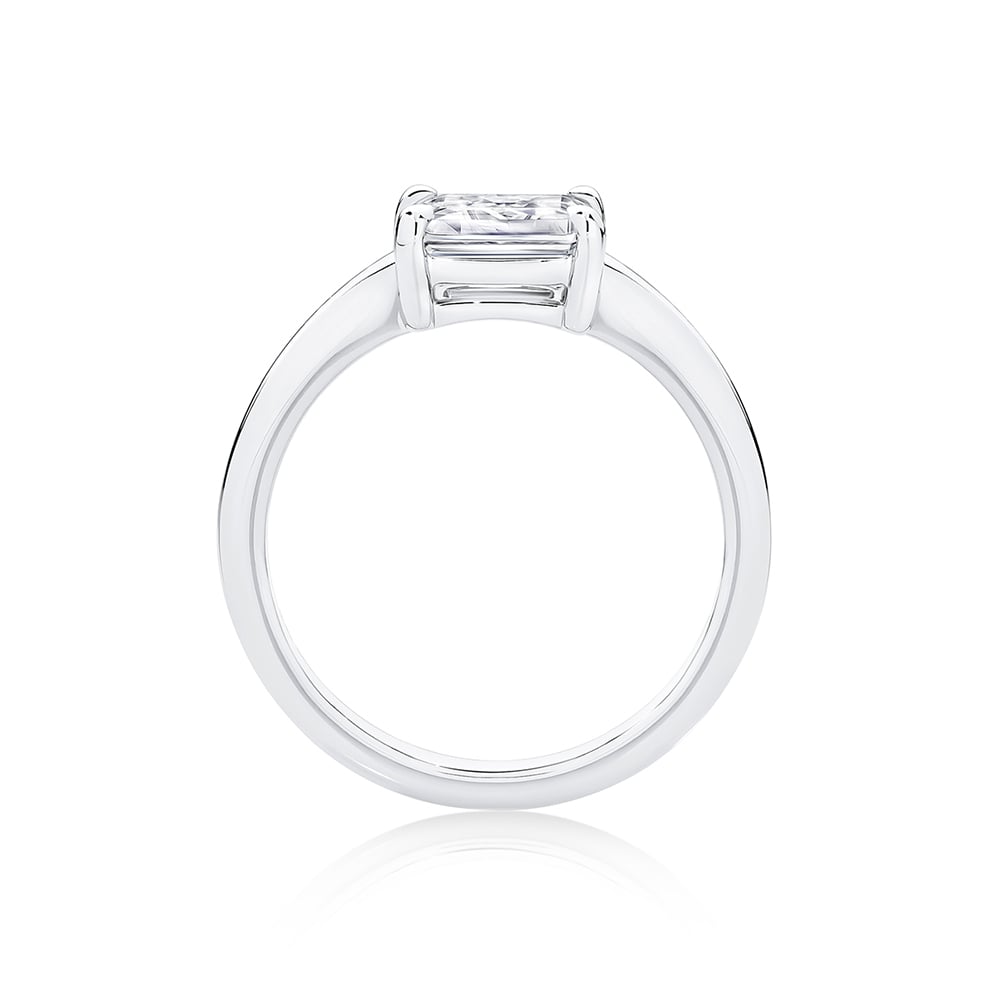 Emerald Diamond Solitaire Ring in Platinum | Juniper