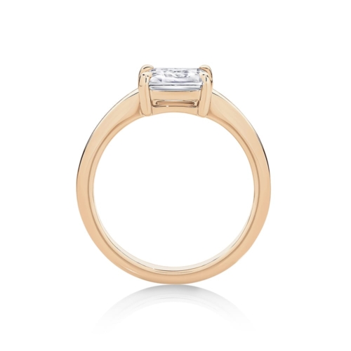 Emerald Diamond Solitaire Ring in Rose Gold | Juniper