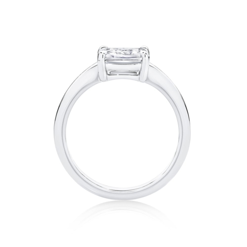 Emerald Diamond Solitaire Ring in White Gold | Juniper