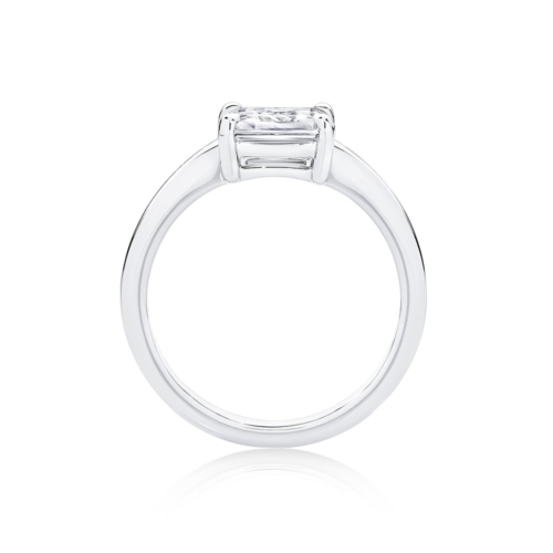Emerald Diamond Solitaire Ring in White Gold | Juniper