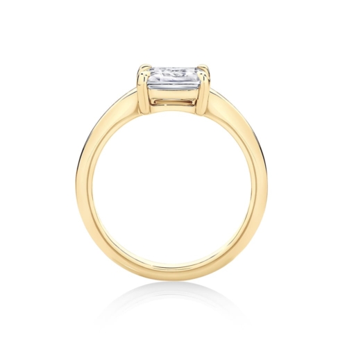 Emerald Diamond Solitaire Ring in Yellow Gold | Juniper