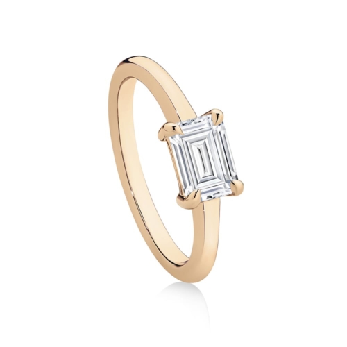 Emerald Diamond Solitaire Ring in Rose Gold | Juniper