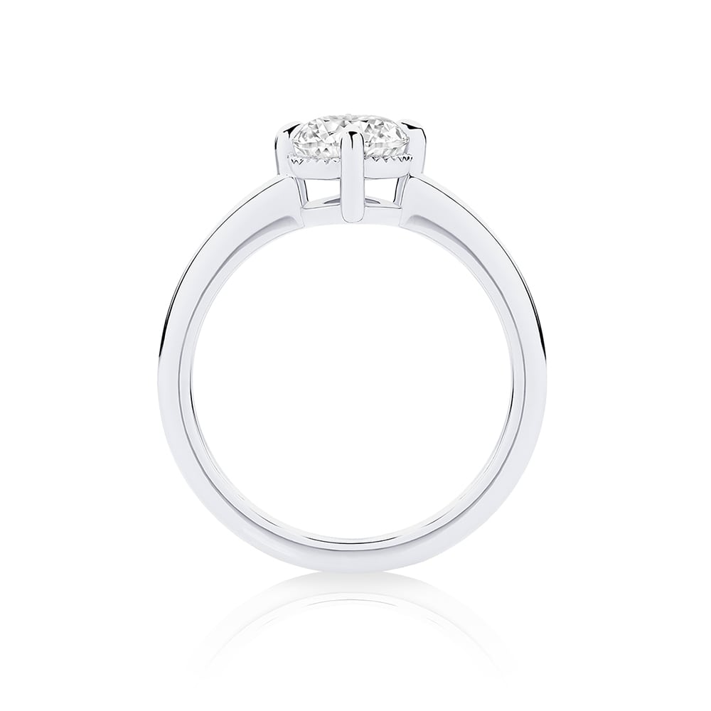 Oval Diamond Solitaire Ring in Platinum | Meridian