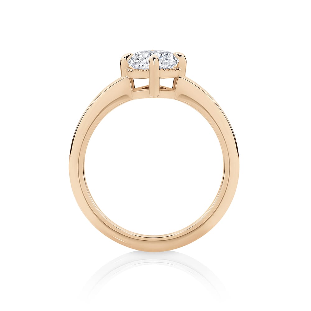 Oval Diamond Solitaire Ring in Rose Gold | Meridian