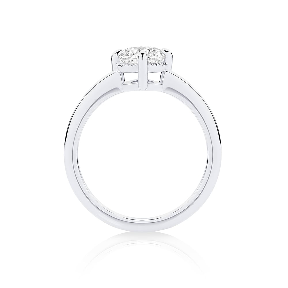Oval Diamond Solitaire Ring in White Gold | Meridian