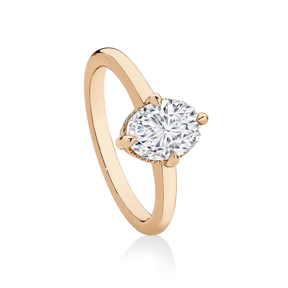 Oval Diamond Solitaire Ring in Rose Gold | Meridian