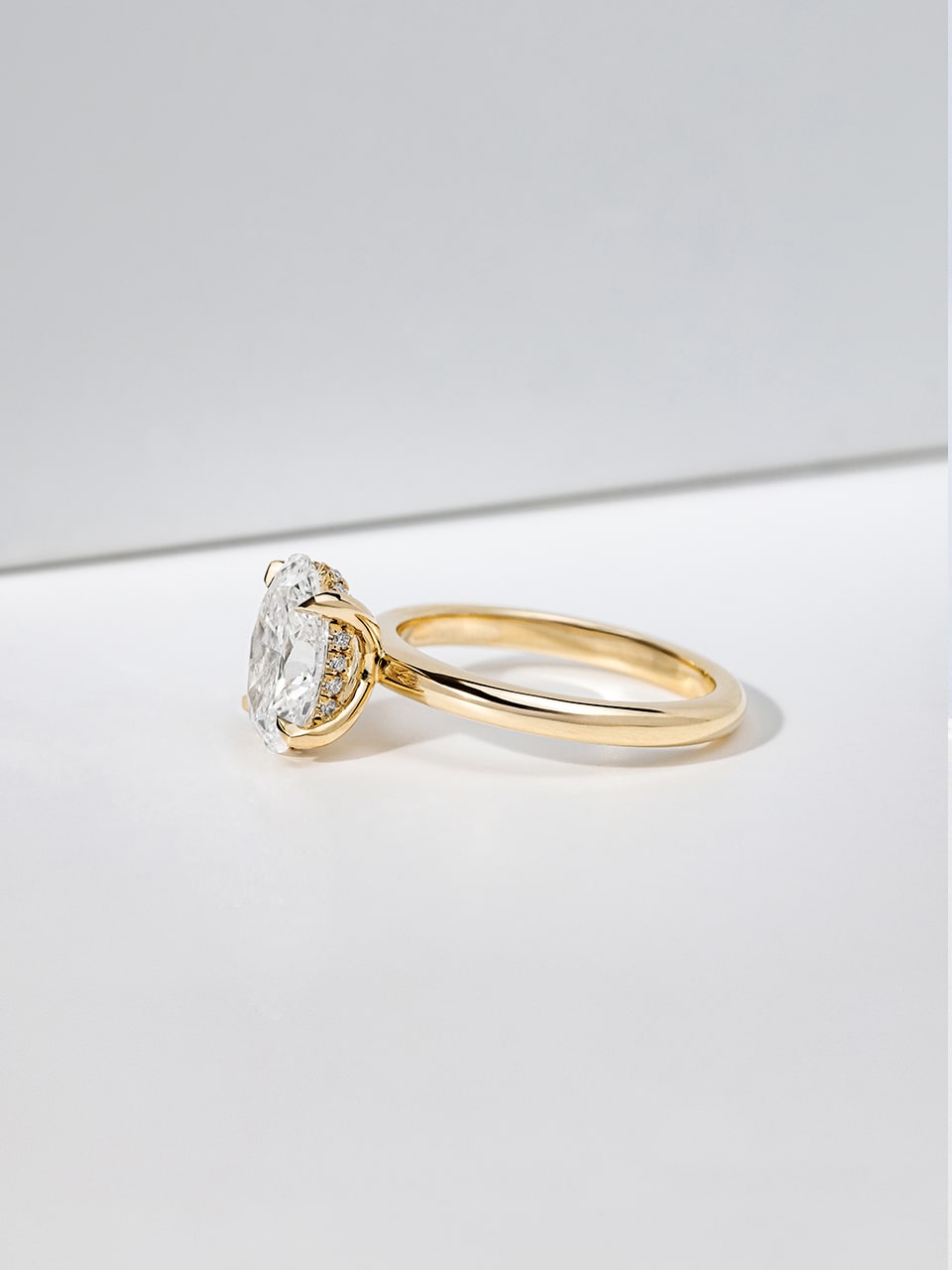 Oval Cut Lab Grown Diamond Yellow Gold Engagement Ring