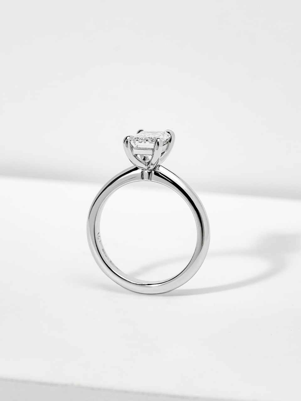 Emerald Cut Lab Grown Diamond Platinum Engagement Ring