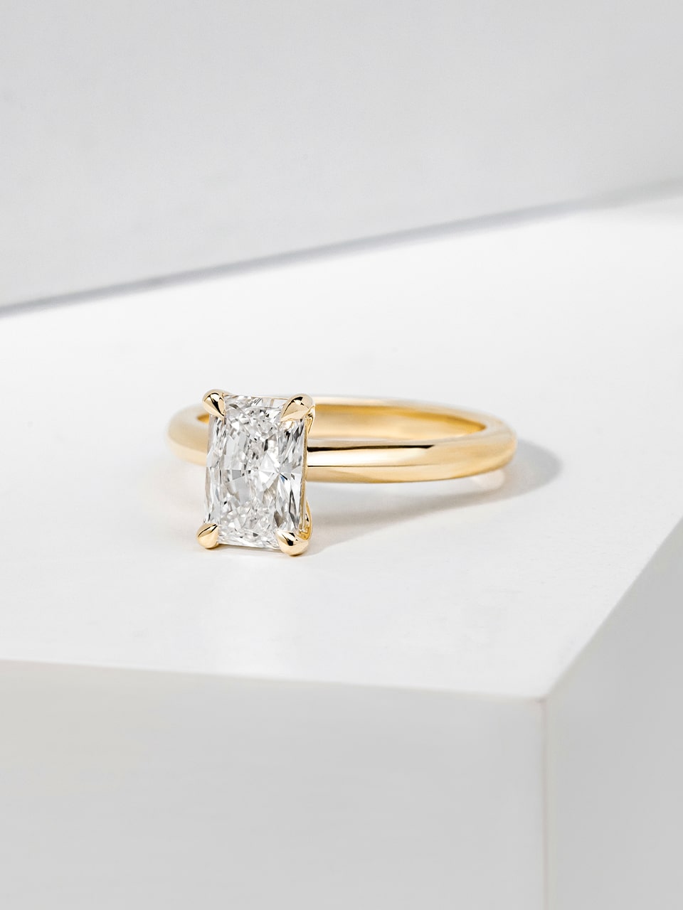 Radiant Cut Lab Grown Diamond Yellow Gold Engagement Ring