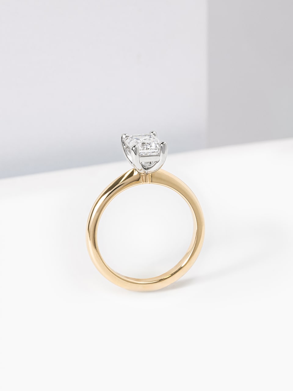Emerald Cut Lab Grown Diamond Engagement Ring Yellow Gold