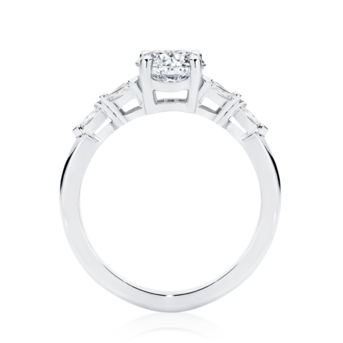 Amalfi (Diamond) Oval Engagement Ring with Side Stones in White Gold