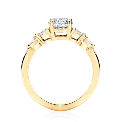 Amalfi Yellow Gold Oval Diamond Engagement Ring with Side Stones