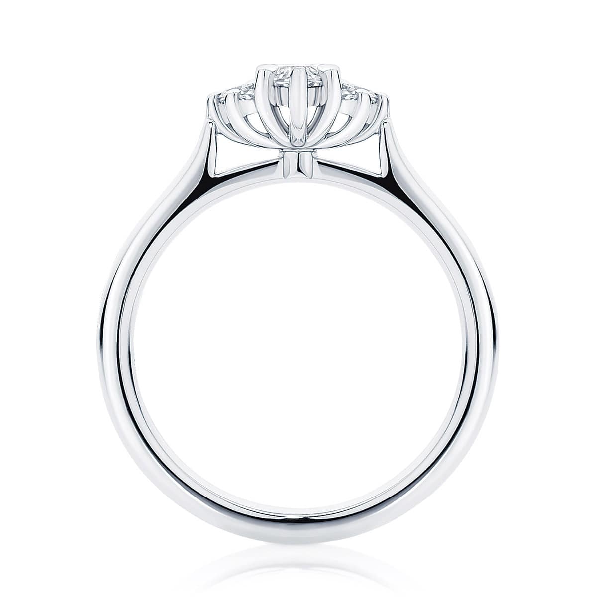 Cyra White Gold Marquise Diamond Engagement Ring with Side Stones