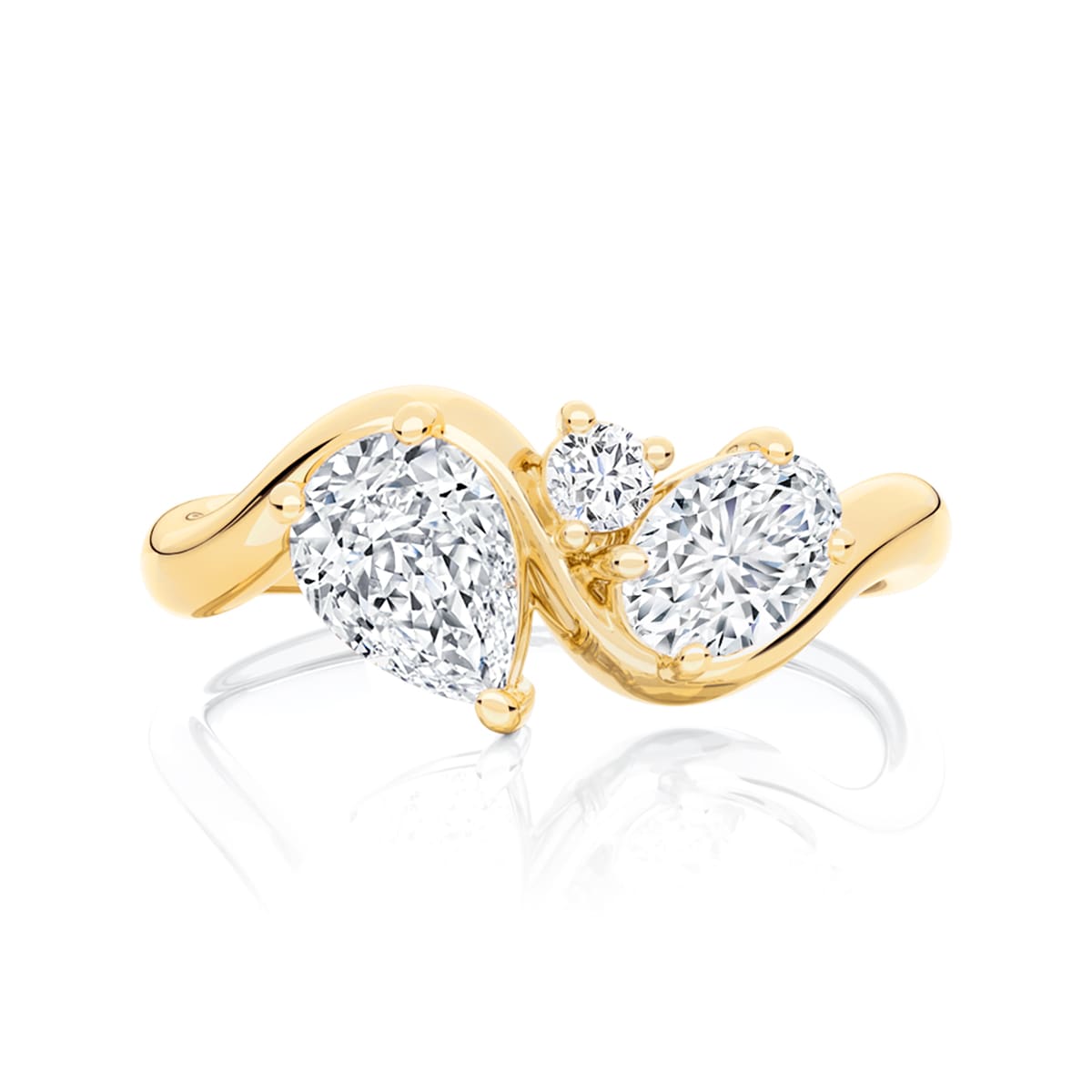 Danube Contemporary Oval Diamond Engagement Ring in Yellow Gold