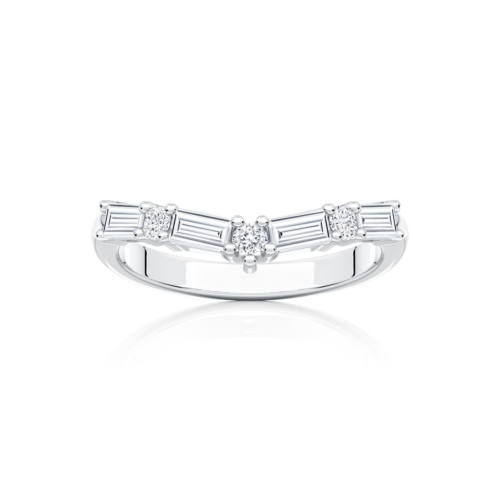 Esplanade Diamond Contoured Wedding Ring in White Gold