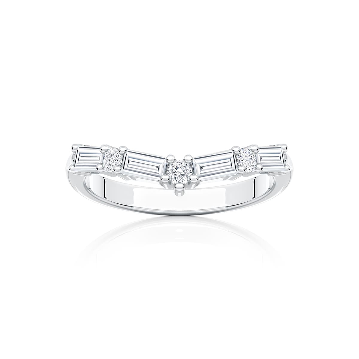 Esplanade Diamond Contoured Wedding Ring in White Gold