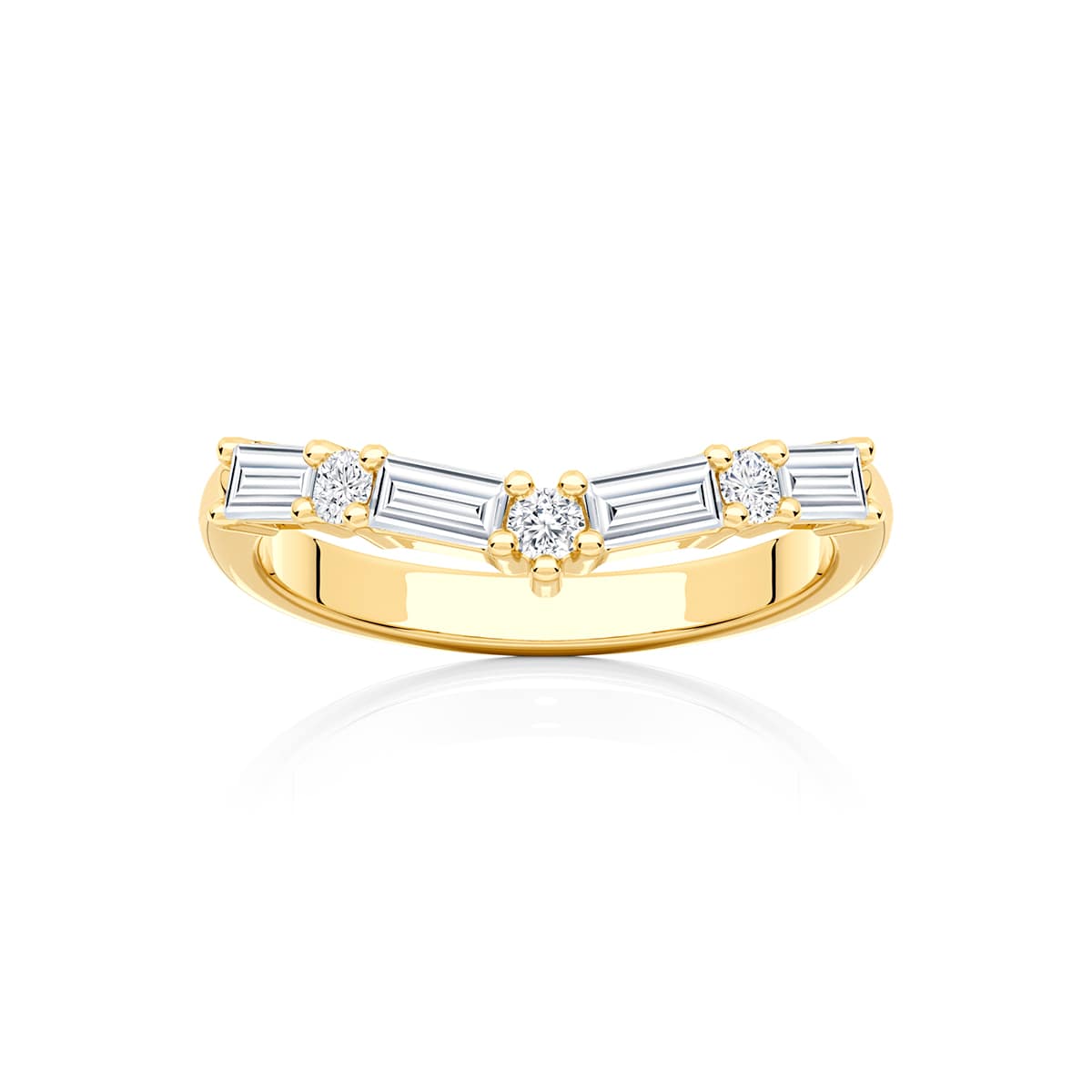 Esplanade Diamond Contoured Yellow Gold Wedding Ring