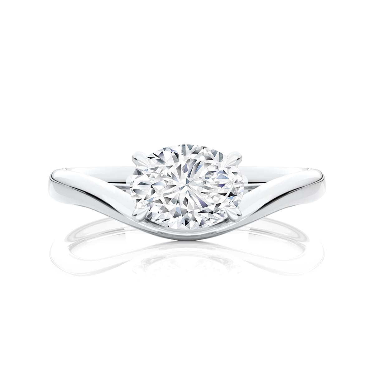 Eyrie Oval Diamond Solitaire Engagement Ring in Platinum