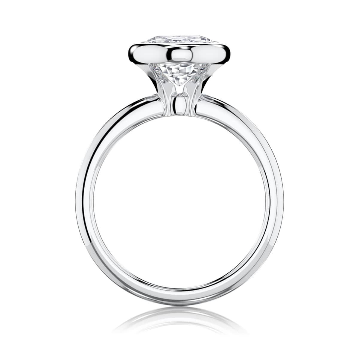 Milan Bezel Set Oval Diamond Engagement Ring in Platinum