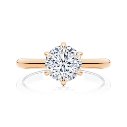 Rebarto Diamond Hidden Halo Engagement Ring in Rose Gold