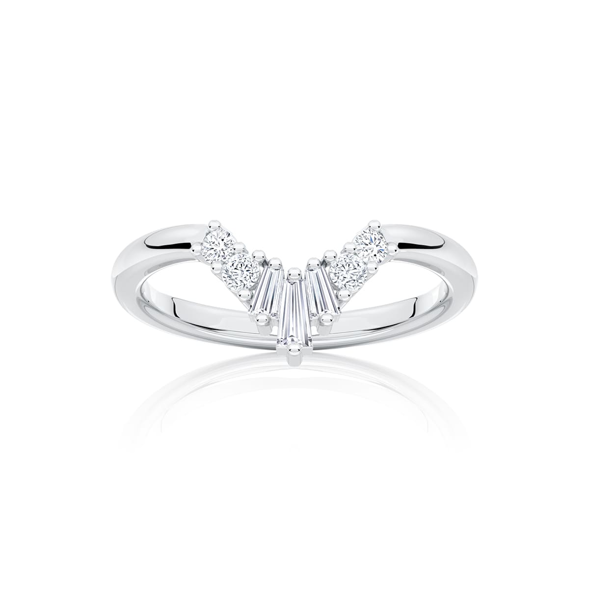 Serac Diamond Fan Style Wedding Ring in White Gold