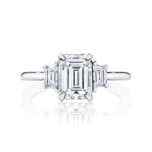 Soiree White Gold Emerald Cut Diamond Three Stone Engagement Ring