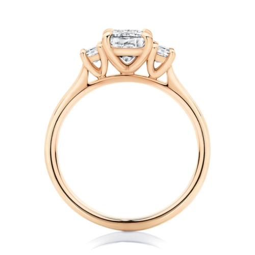 Soiree Emerald Cut Diamond Engagement Ring in Rose Gold
