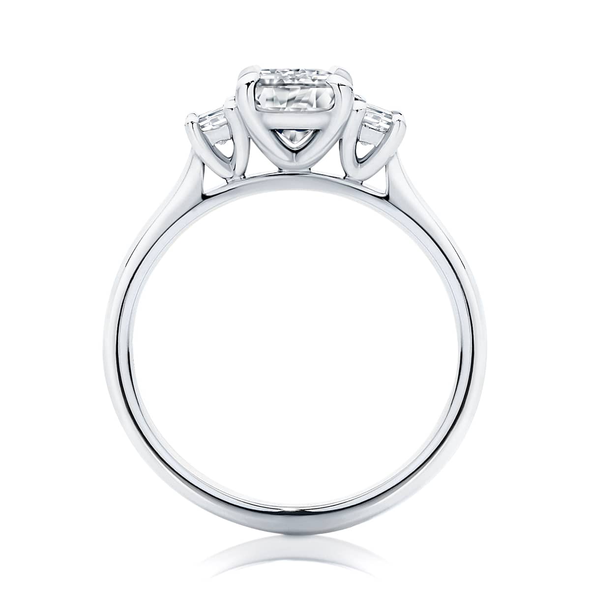 Soiree White Gold Emerald Cut Diamond Three Stone Engagement Ring