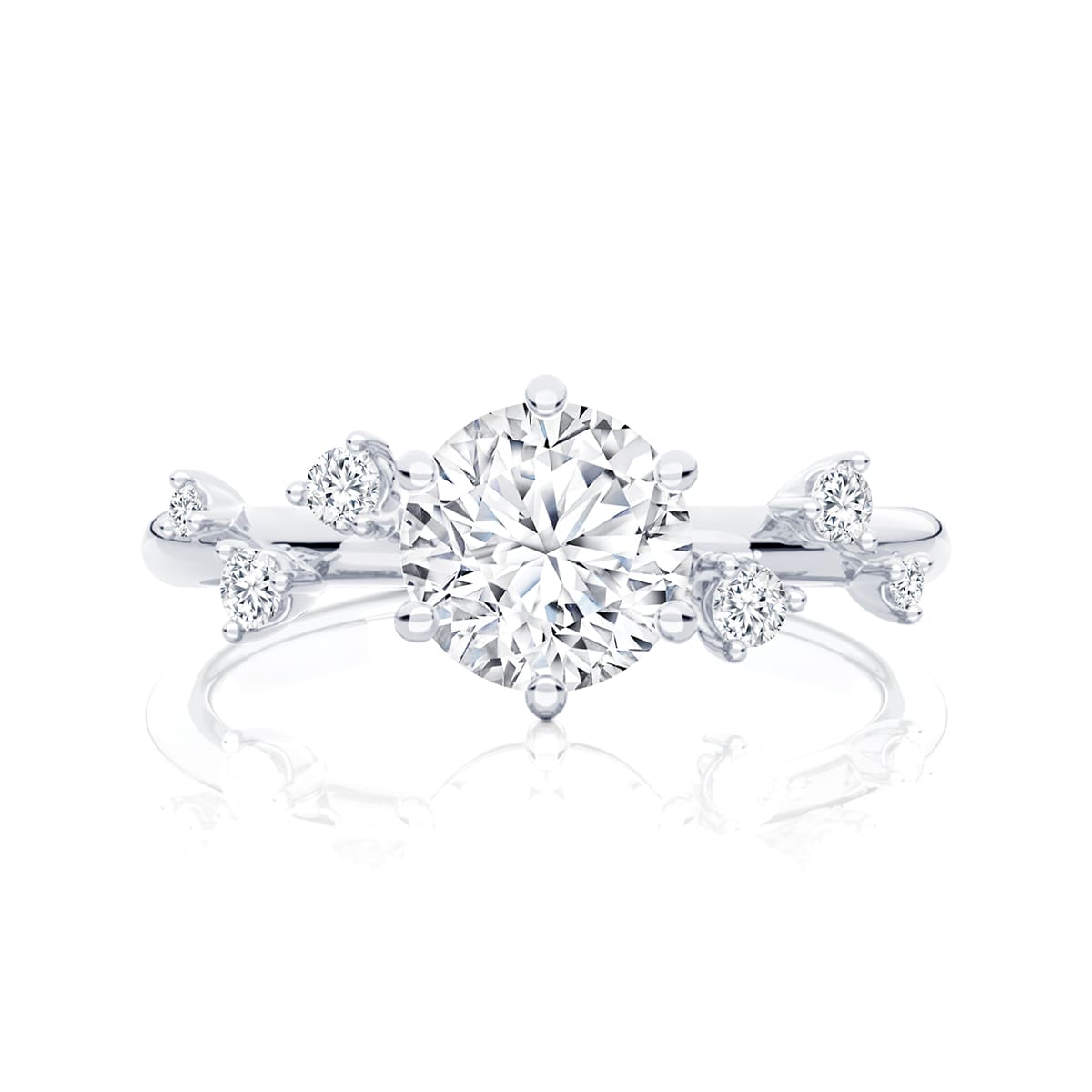 Twilight Diamond Engagement Ring with Side Stones in Platinum