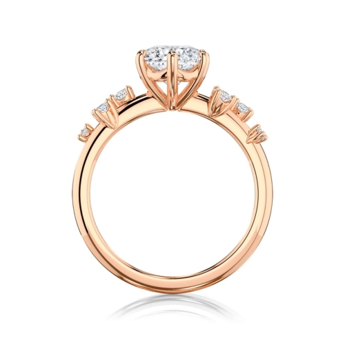 Twilight Diamond with Side Stones Engagement Ring in Rose Gold