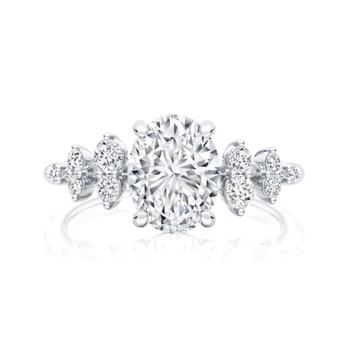 Oval Diamond Engagement Ring with Side Stones in Platinum | Astrid