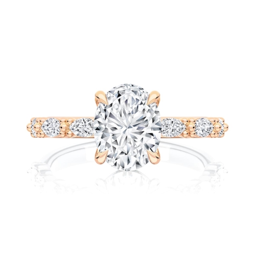 Oval Diamond Engagement Ring with Side Stones in Rose Gold | Anadem