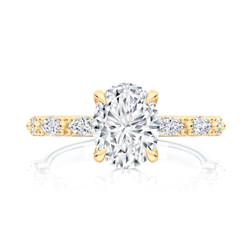 Oval Diamond Engagement Ring with Side Stones in Yellow Gold | Anadem
