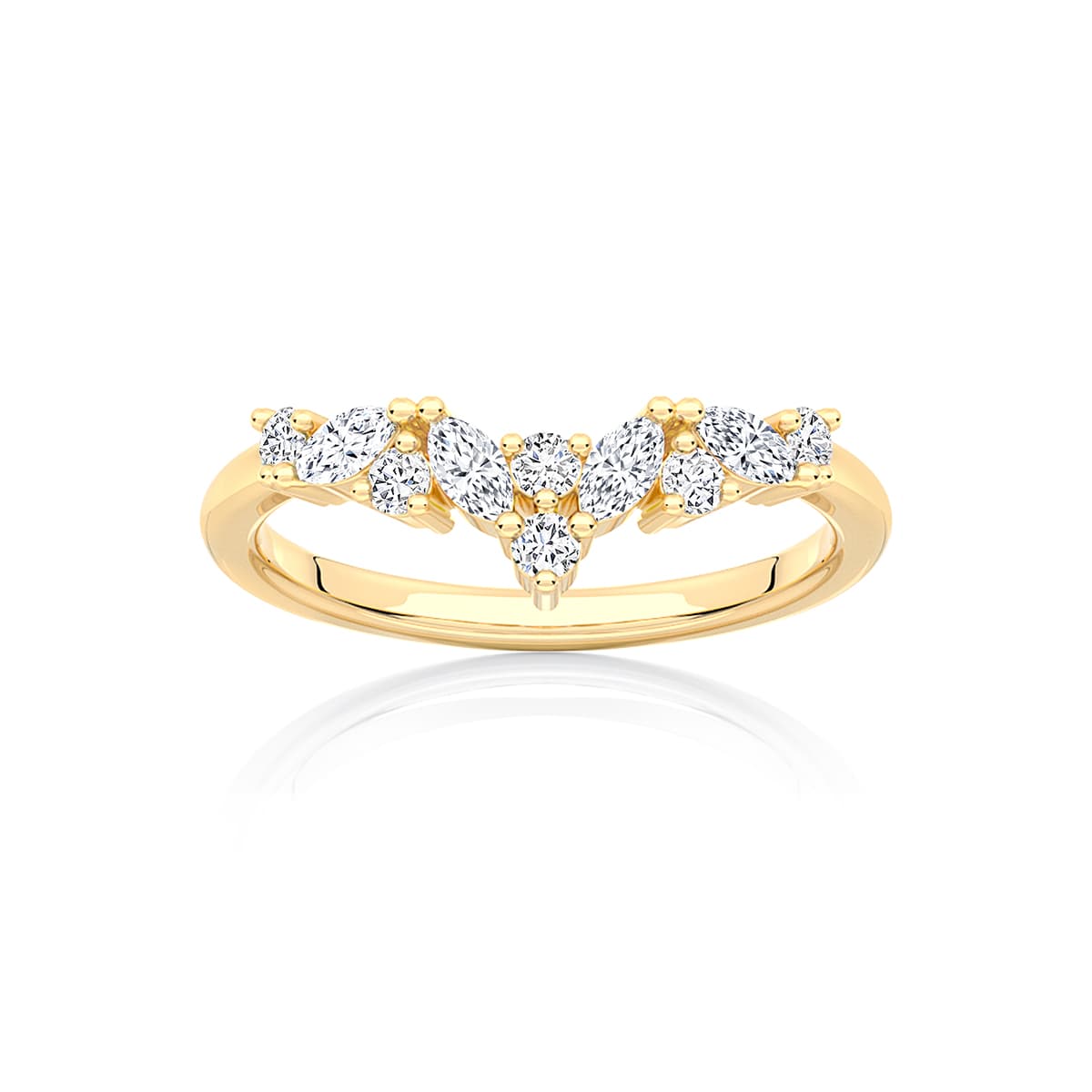 Diamond Contoured Eternity Ring in Yellow Gold | Liana