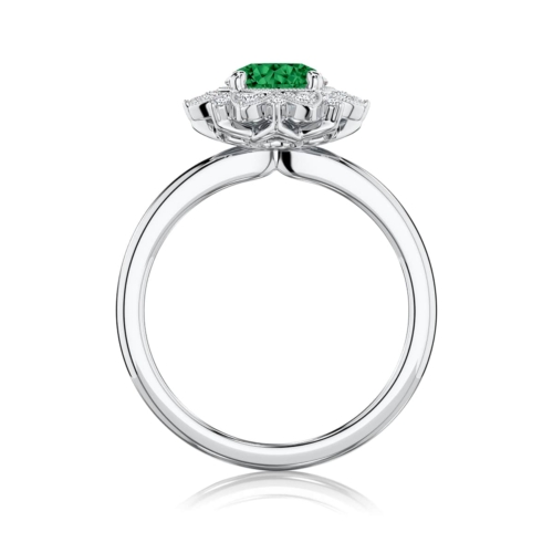 Tsavorite & Tourmaline Halo Engagement Ring in White Gold | Marisol Botanica
