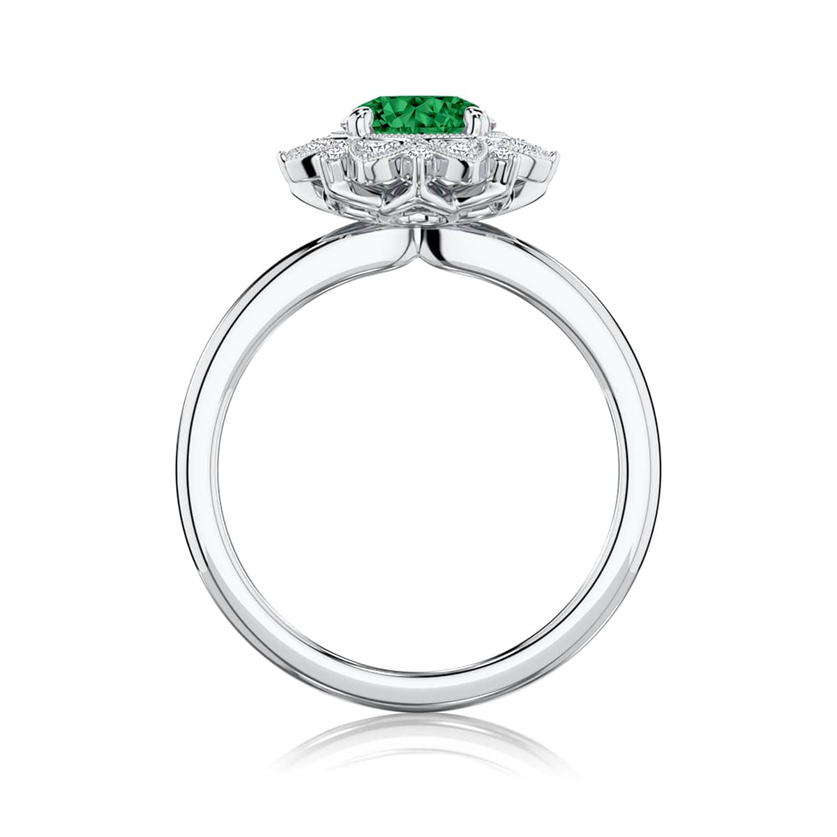 Tsavorite & Tourmaline Halo Engagement Ring in White Gold | Marisol Botanica