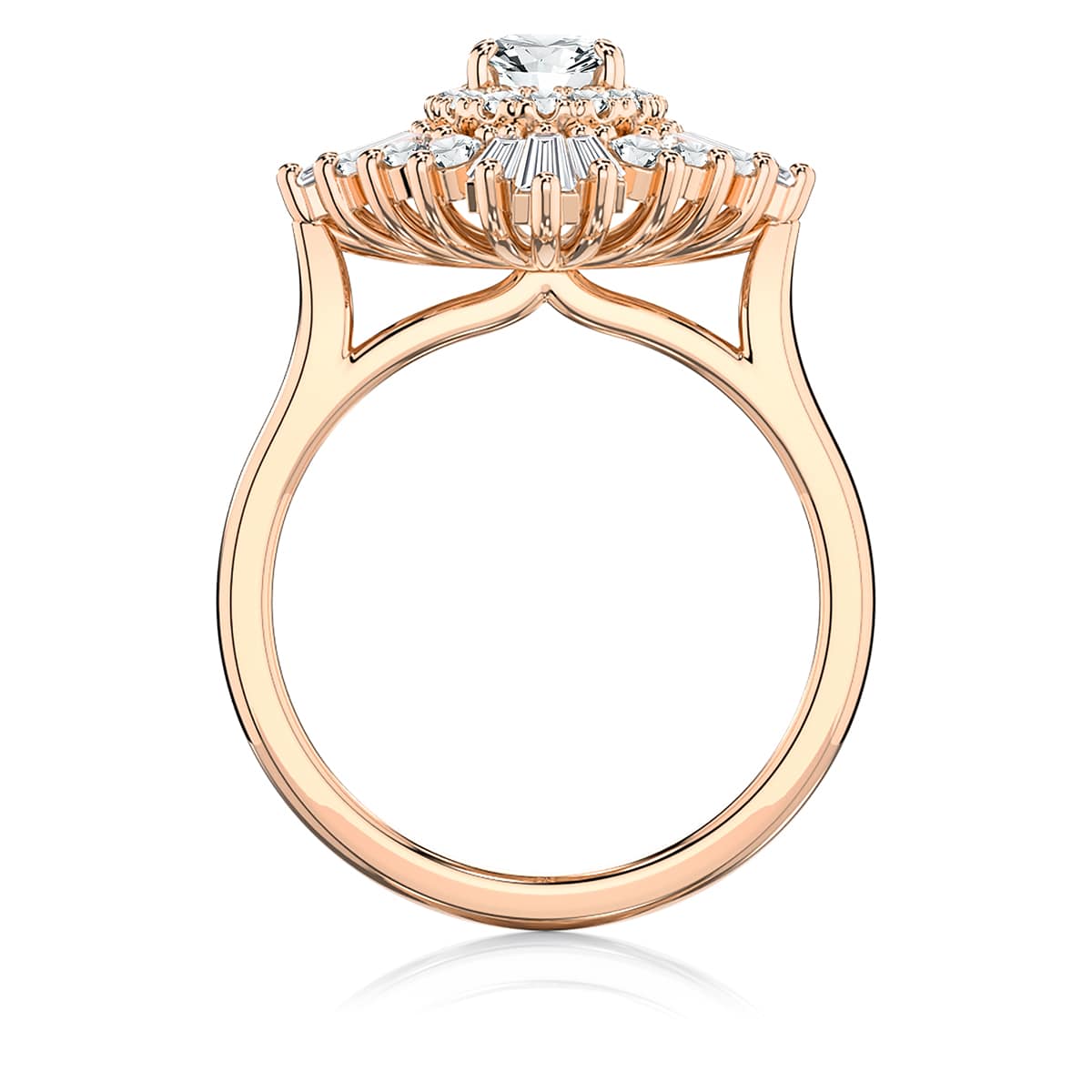 Oval Diamond Halo Engagement Ring in Rose Gold | Starburst