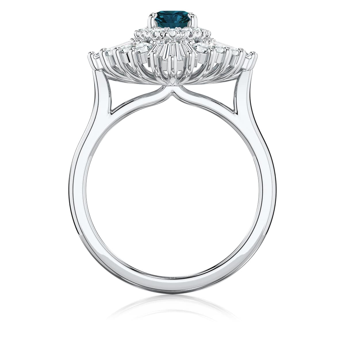 Oval Tourmaline Halo Engagement Ring in White Gold | Starburst Teal