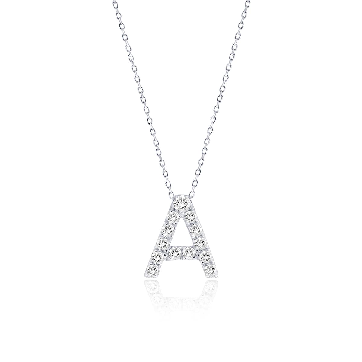 Diamond Initial Pendant with a 9 Carat White Gold Chain