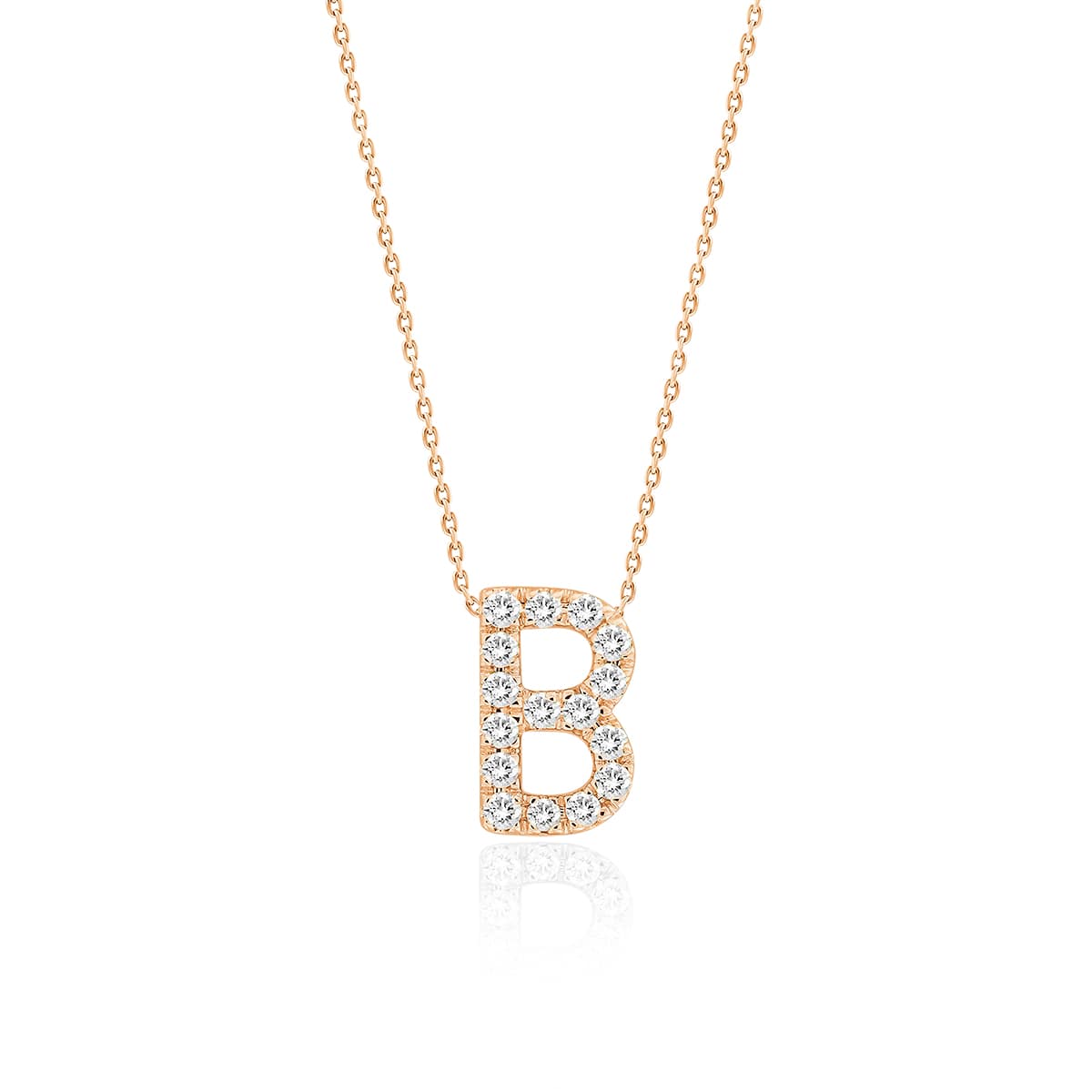 Diamond Initial Pendant with a 9 Carat Rose Gold Chain
