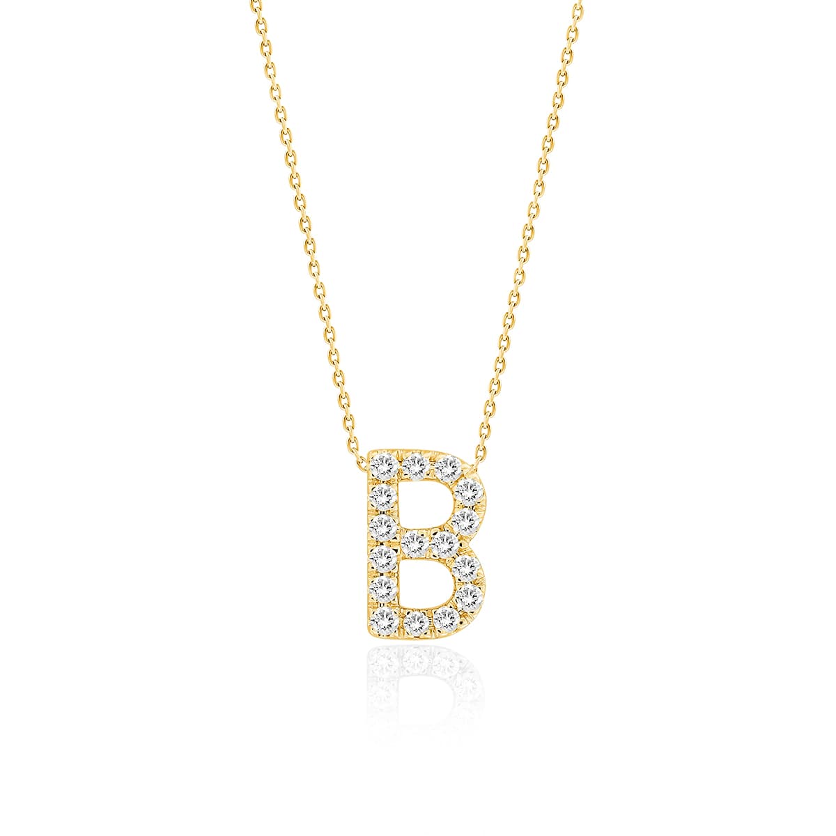 Diamond Initial Pendant with a 9 Carat Yellow Gold Chain