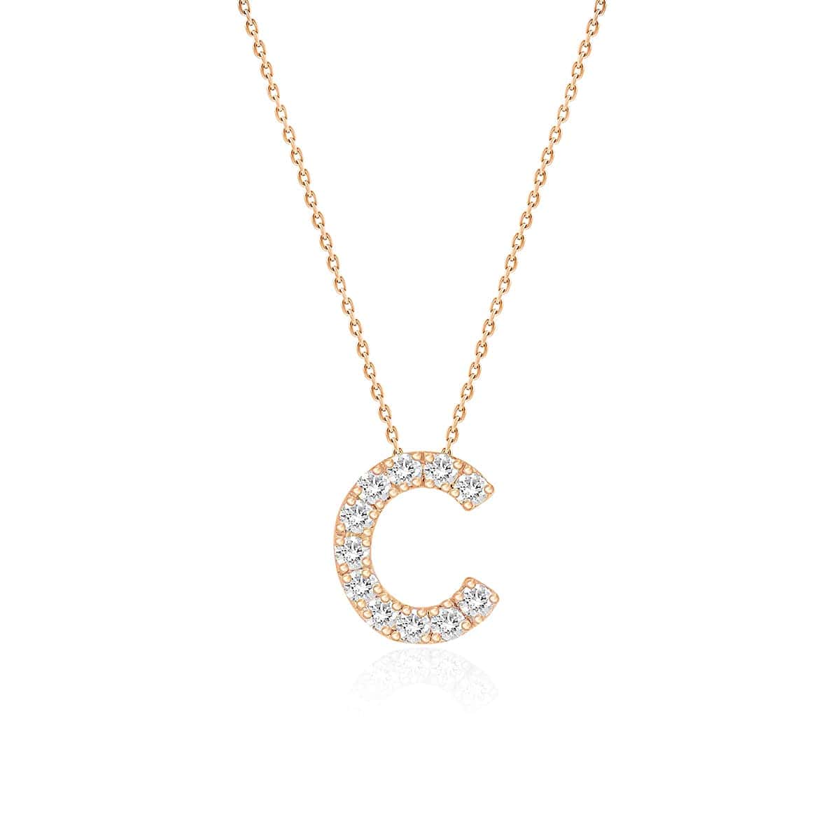 Diamond Initial Pendant with a 9 Carat Rose Gold Chain