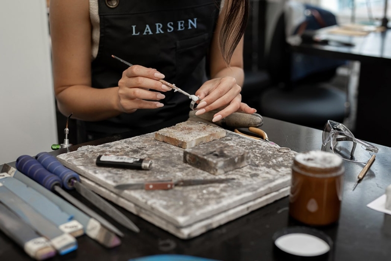 Learn to make your own wedding ring with the help of an expert jeweller in the Larsen Studio