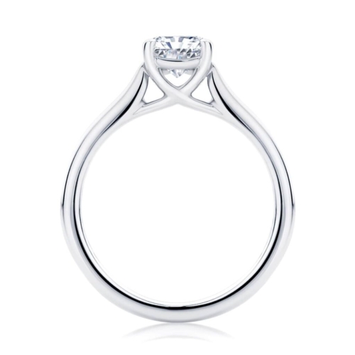 Diamond Engagement Ring With Side Stones in Platinum | Accented Ballerina (Rect. Cushion)