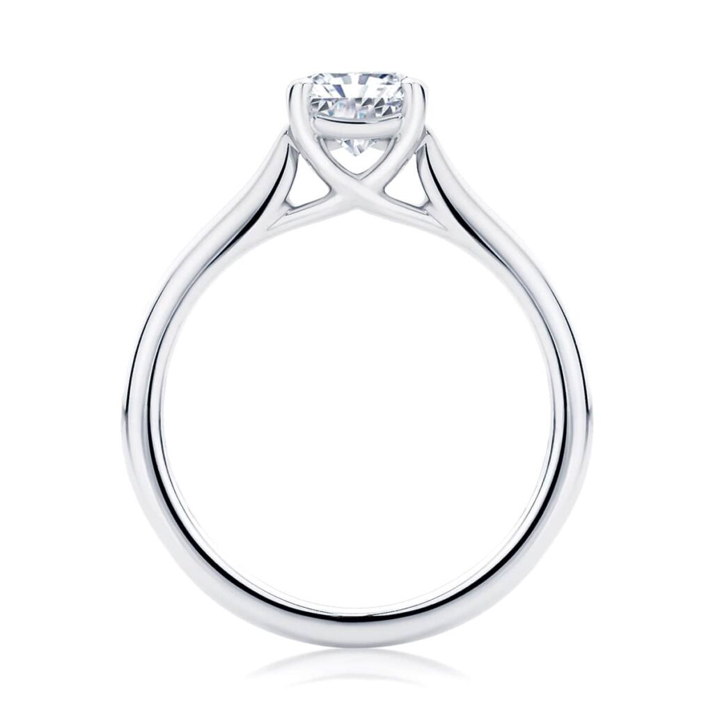 Diamond Engagement Ring With Side Stones in White Gold  | Accented Ballerina (Rect. Cushion)