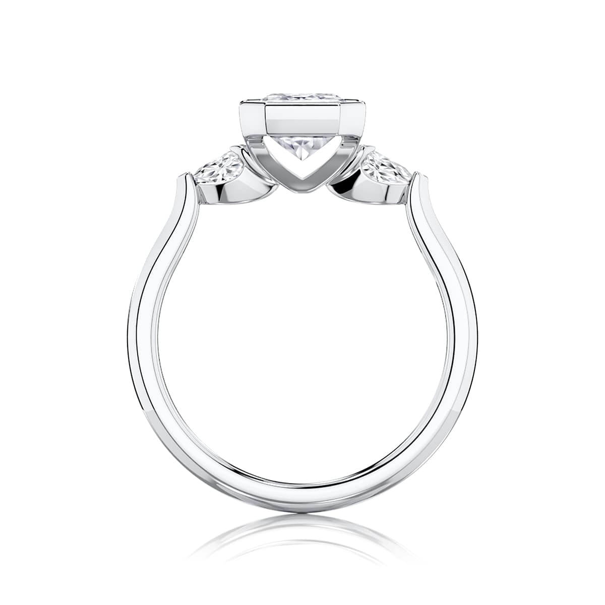 Emerald Diamond Three Stone Engagement Ring in Platinum | Amaris