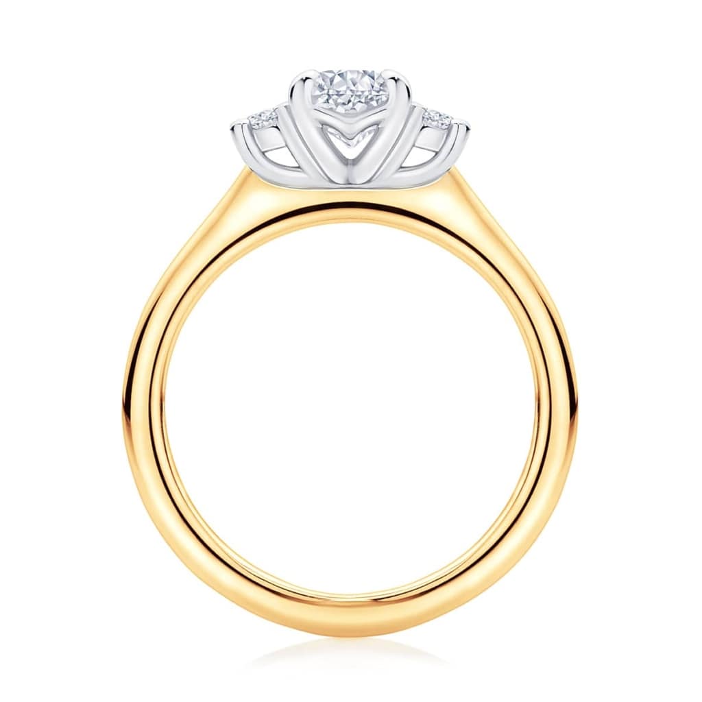 Diamond Three Stone Engagement Ring in Yellow Gold | Arcadia (Rect. Cushion)