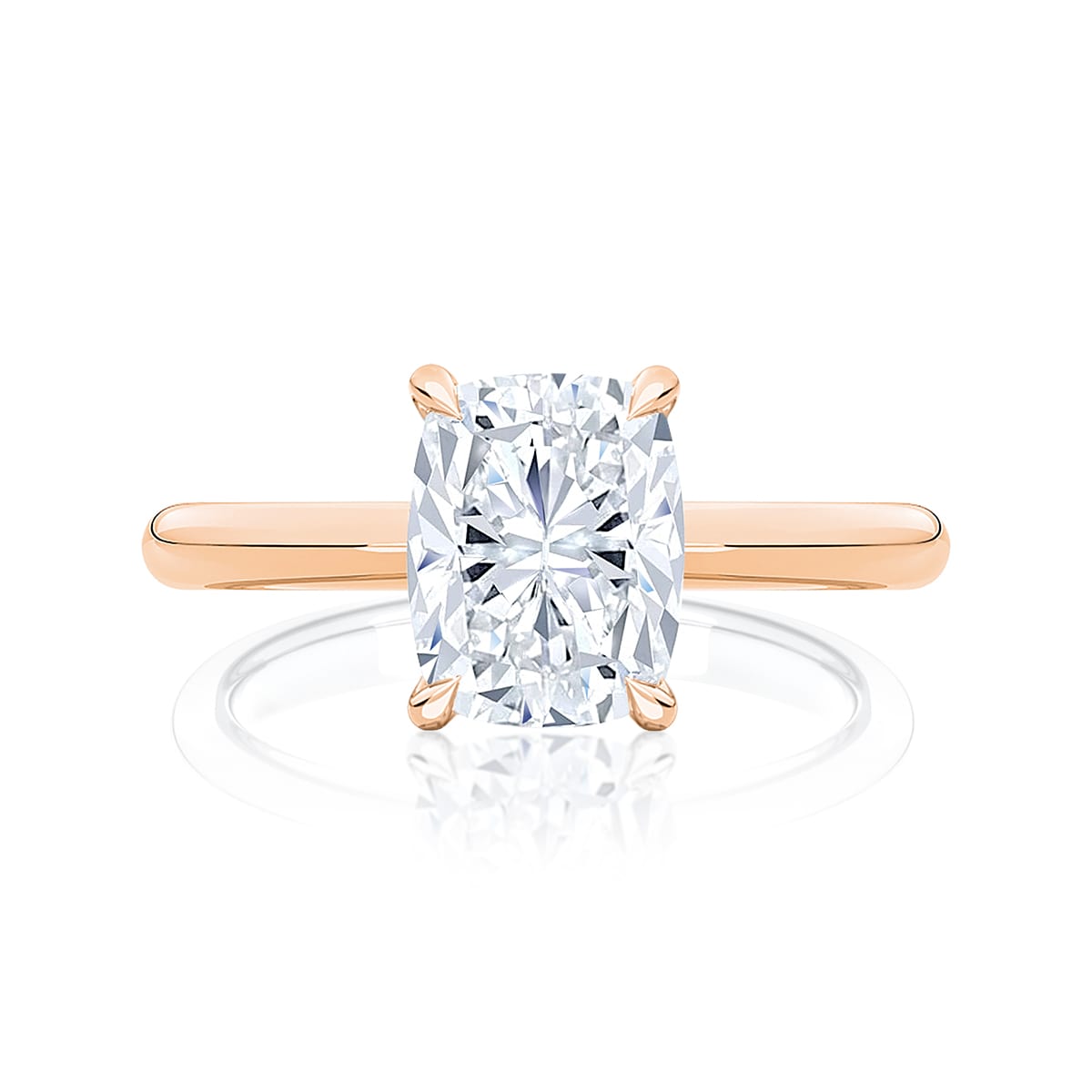 Diamond Solitaire Engagement Ring in Rose Gold  | Attica (Rect. Cushion)